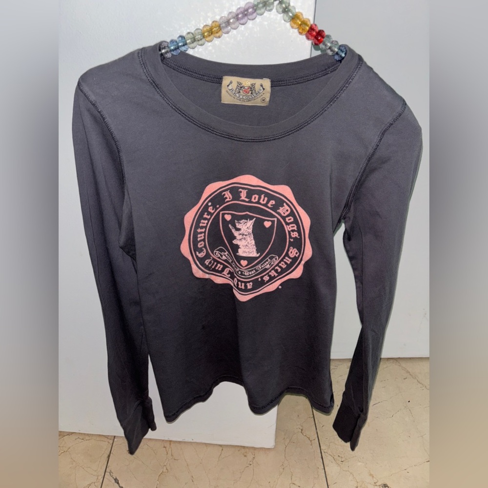 Y2K Juicy Couture I love dogs, snacks, and juicy couture top